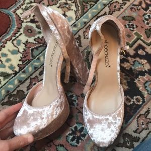 Pink velvet high heels